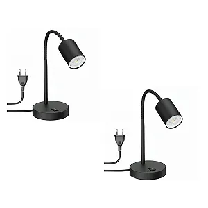 Настільна лампа ledscom.de Waika з гнучкою стійкою та вимикачем Матова чорна з LED лампою GU10 (тепла біла, 5.4 Вт, 510 лм, 45°) Набір 2 шт. - Фото 1