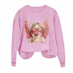 Женский Топ с Длинными Рукавами, Женская Толстовка с Бантом, Женские Топы на День Святого Валентина с Длинными Рукавами, Милая Повседневная Толстовка с Круглым Вырезом и Принтом "Любовь", Фитнес-Свитер synthetic.ua - Фото 1