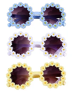 Сонцезахисні окуляри Квіткові круглі Класичні маргаритки Дзеркальні UV400 для дітей, 3 шт - Фото 1
