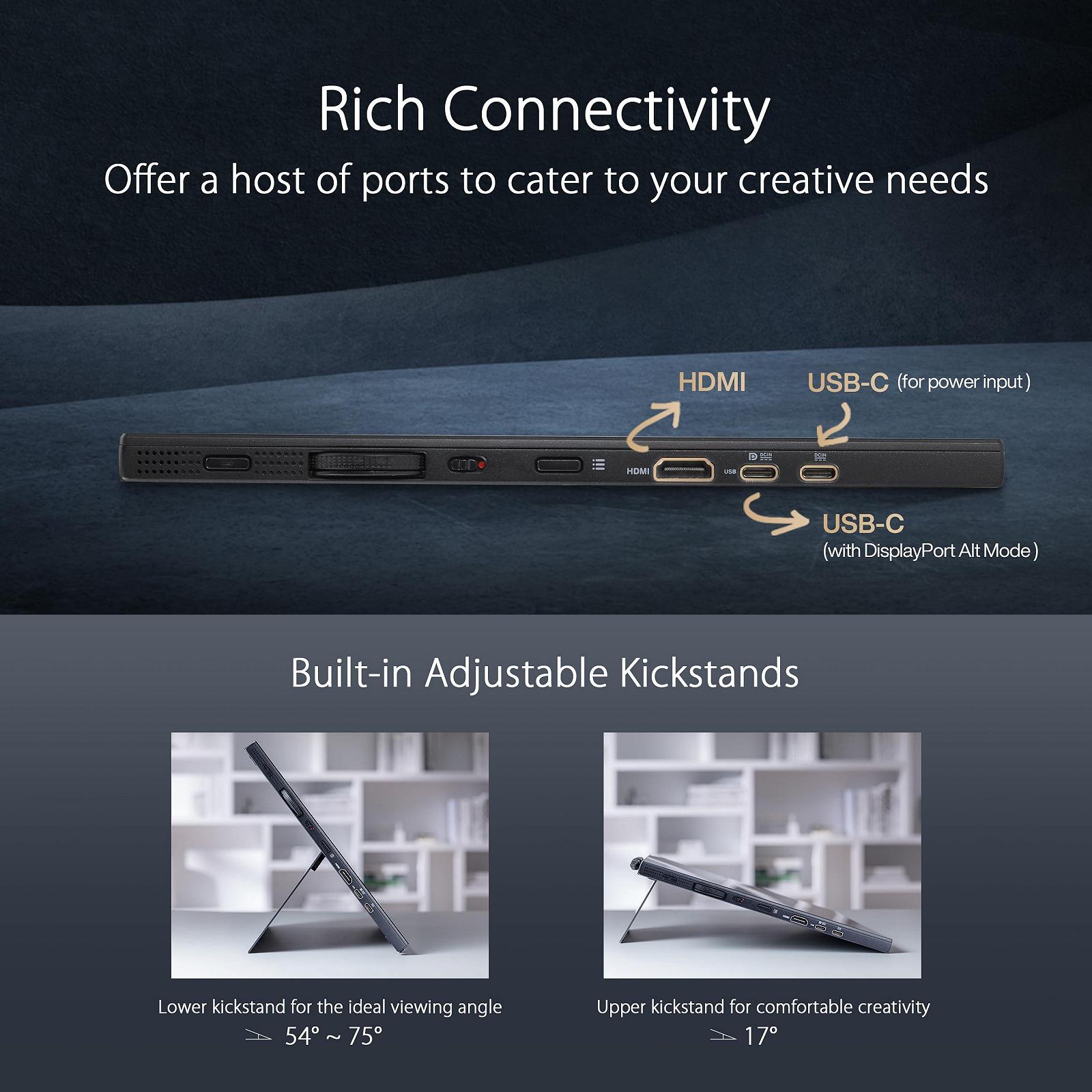 Дисплей ASUS ProArt PA169CDV 15.6 дюймов 4K UHD Wacom EMR ProArt Pen 100% sRGB Сенсорный 10-точечный Calman DisplayHDR 400 IPS, фото №6