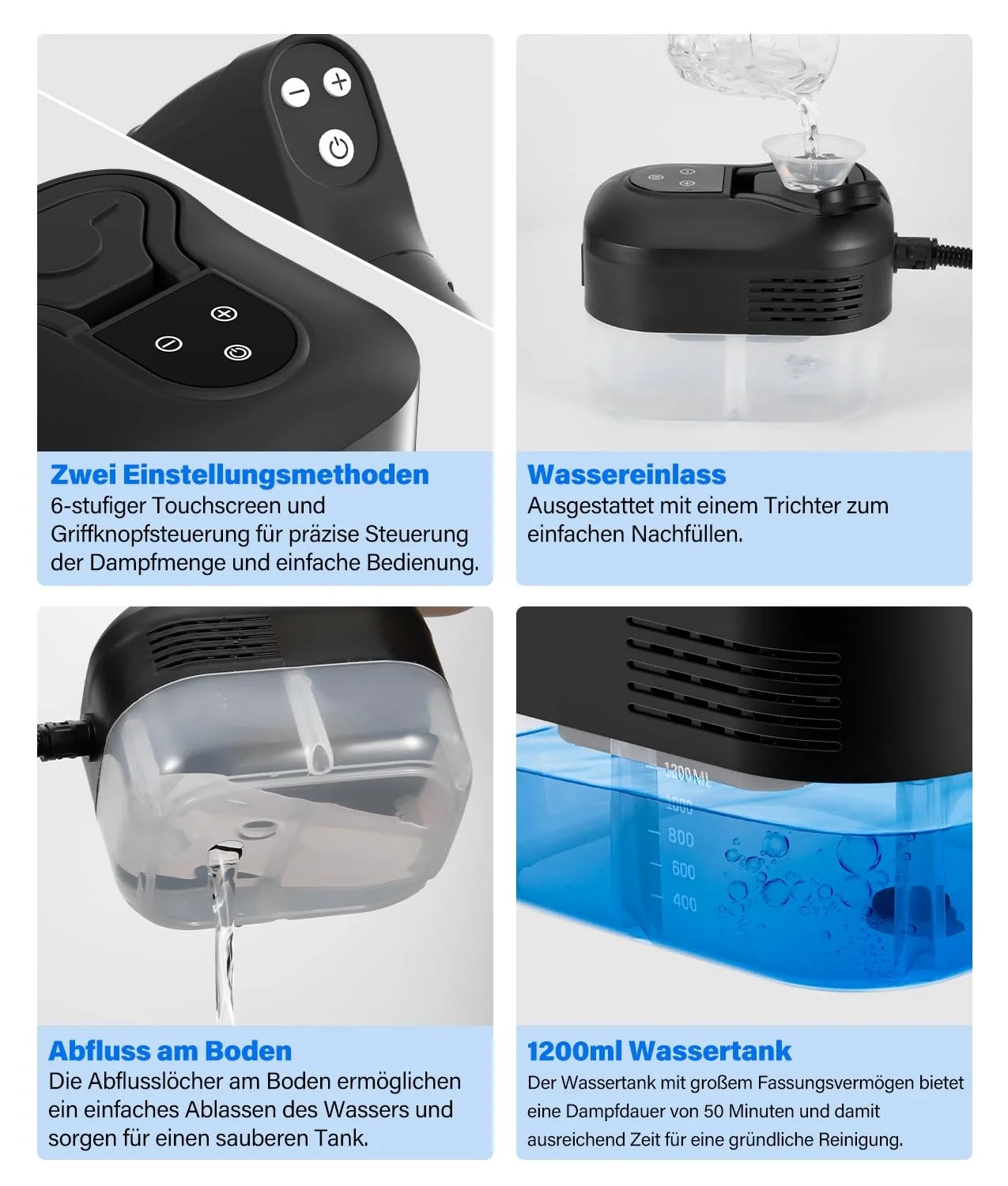 Пароочисник PAHTTO Високотемпературний Побутовий LCD-дисплей Ручка із захистом від опіків Регульований об'єм води Для дому та автомобіля, фото №7