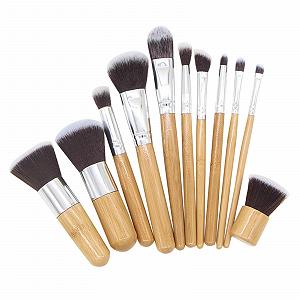 Пензлі для макіяжу Portable 11 штук Foundation Eyeshadow Жовтий - Фото 1