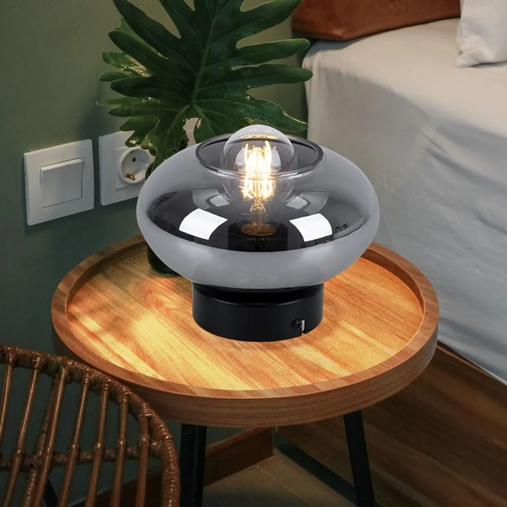 Настольная лампа Glass Ball E27 стеклянный шар дымчатая, фото №2