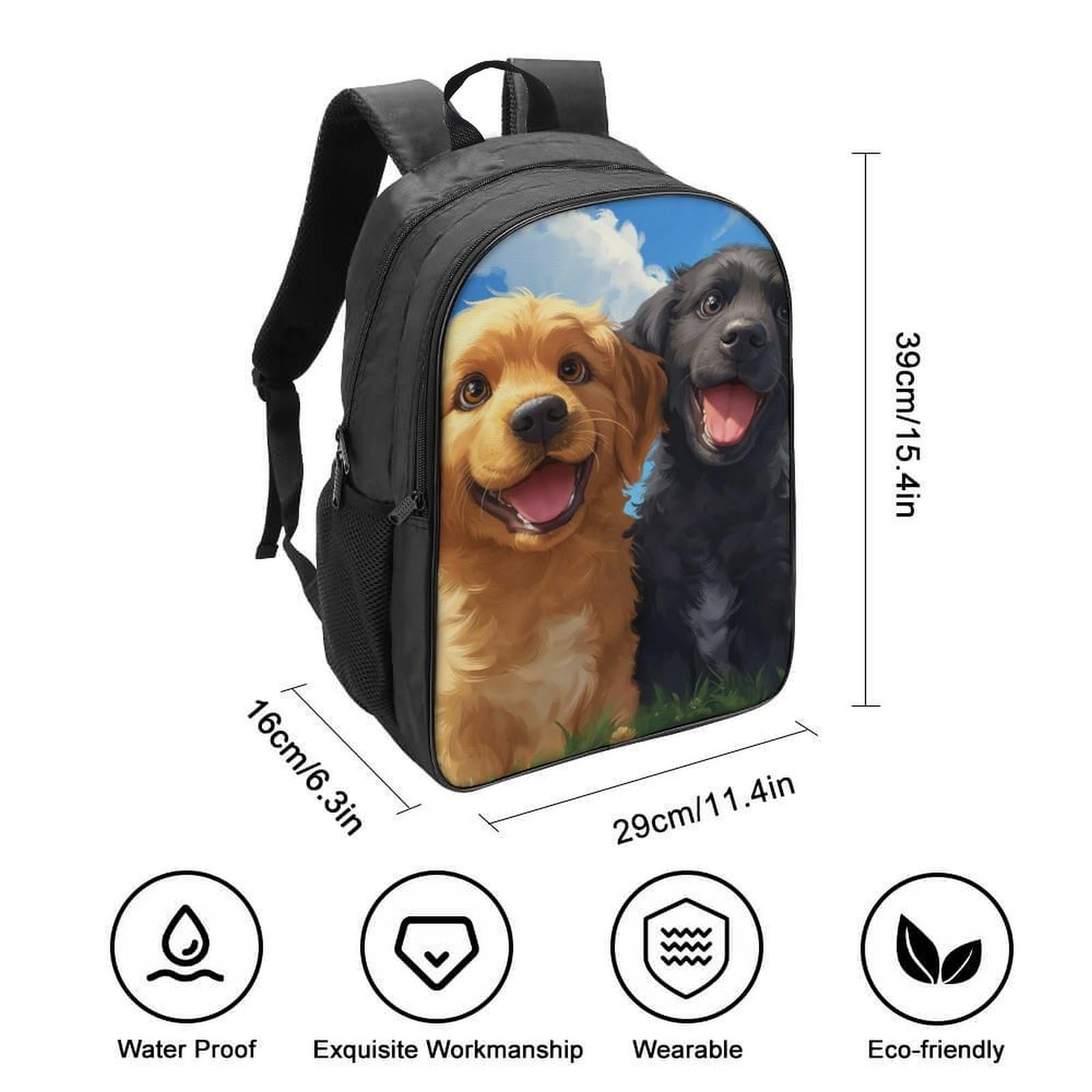 Шкільний рюкзак FPAKAKIIE Golden Retriever для дівчаток-підлітків, велика шкільна сумка, рюкзак для школи, трекінгу, рюкзак для школи, подорожей, шкільний ранець 40x28x16 см, фото №2