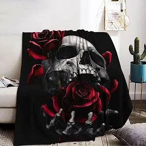 Покривало KAIDAARTLH Череп, 150 x 200 см, готичний принт з черепом - Фото 1