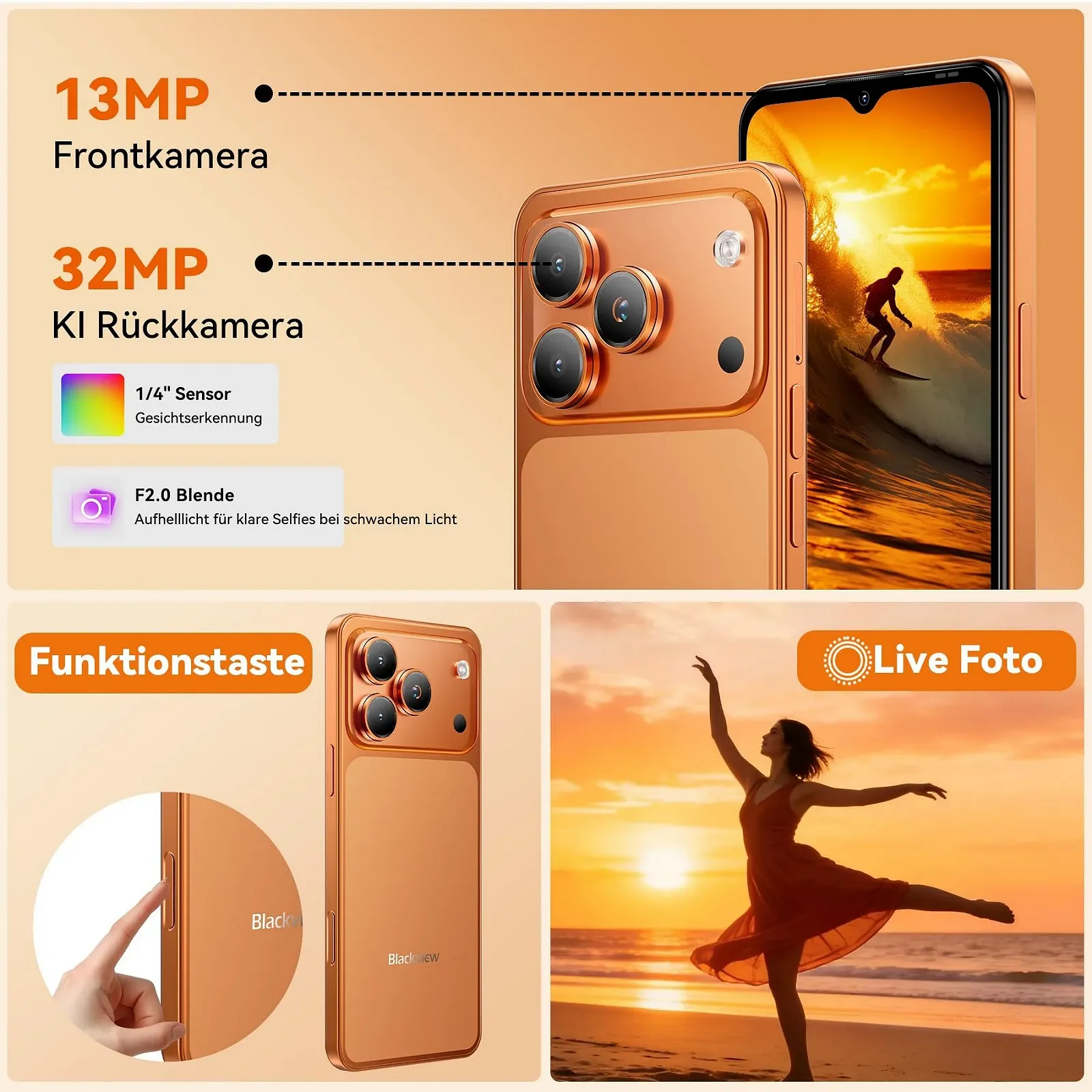 Смартфон Blackview Wave 7C Android 16 32MP+13MP 16GB+64GB/2TB 6.56" 5000 mAh 4G Dual SIM Face ID, фото №3 Смартфон Blackview Wave 7C Android 16 32MP+13MP 16GB+64GB/2TB 6.56" 5000 mAh 4G Dual SIM Face ID, фото №3