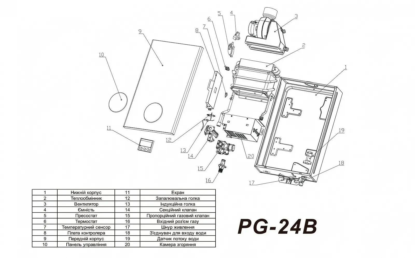 Газовая колонка турбо 12л/мин Piramida PG-24C (турбированная), фото №8