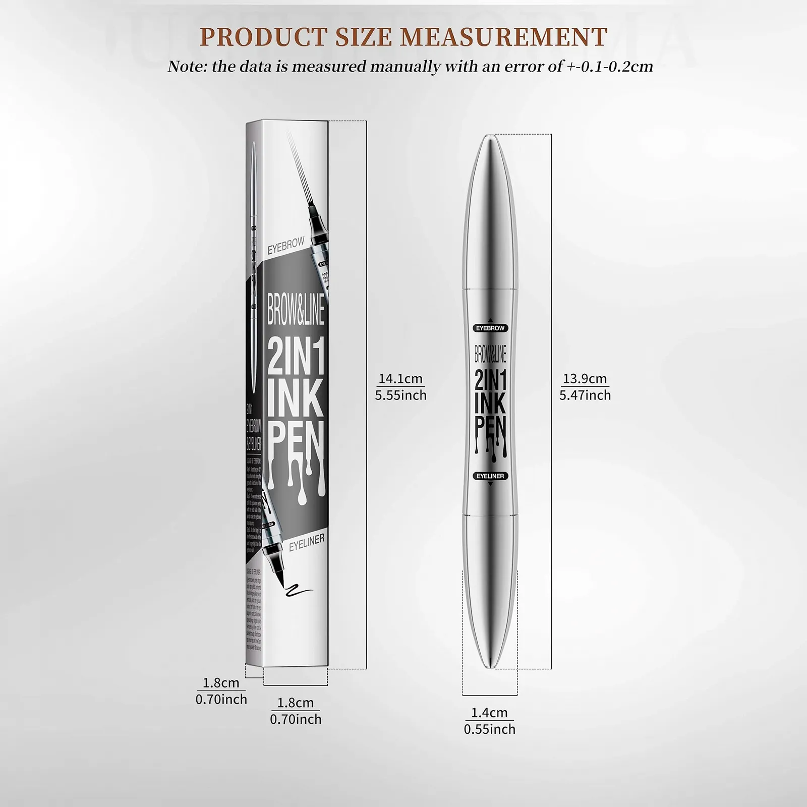 Олівець для брів та підводка 2-in-1 Waterproof Microblading 4-Prong Micro Fork Tip Light Brown, фото №5