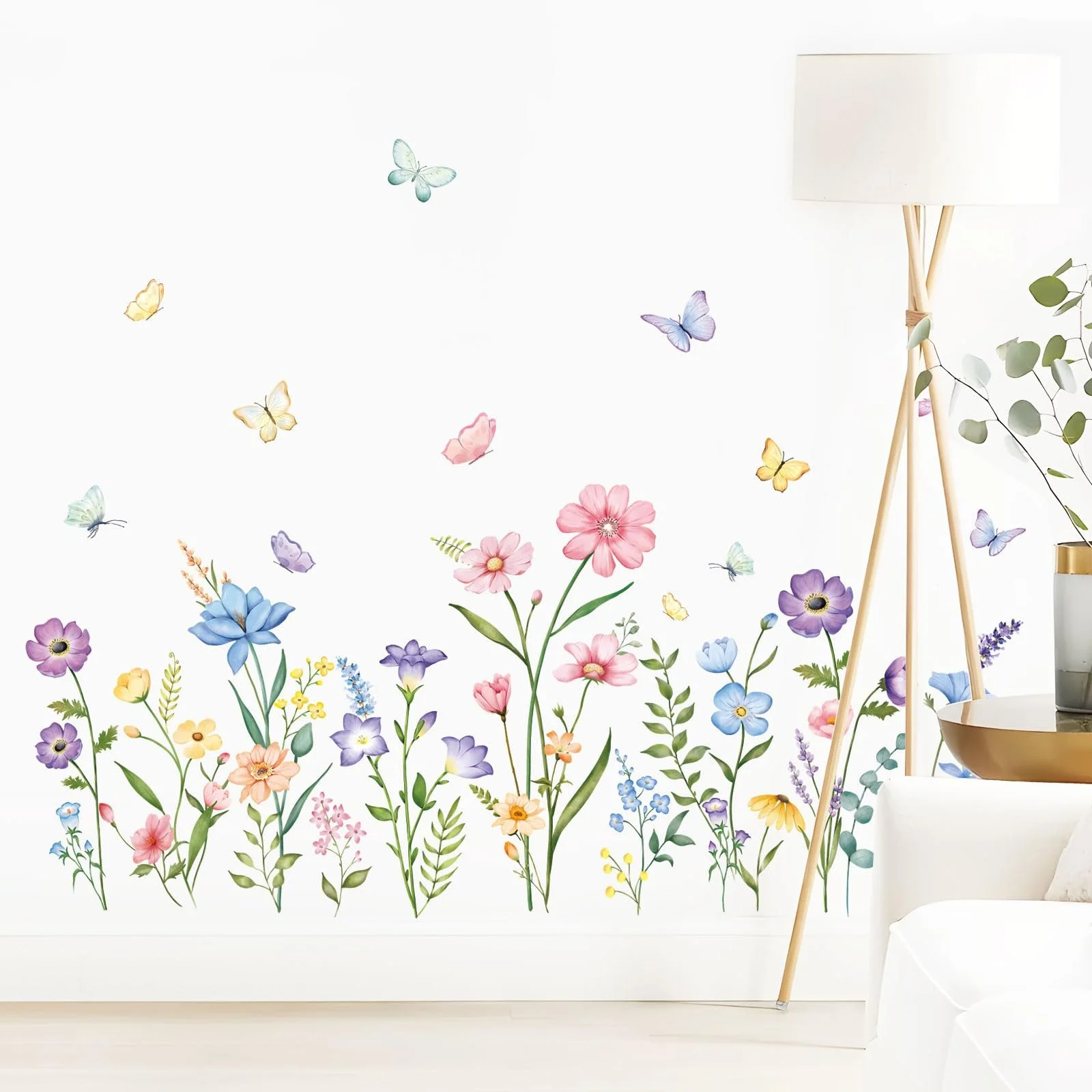 Наклейка на стіну Supzone Wild Flower Butterflies Кольорова, фото №2