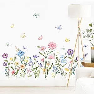 Наклейка на стіну Supzone Wild Flower Butterflies Кольорова synthetic.ua - Фото 1