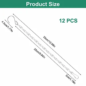Цепочки для подвесных корзин 12 шт. 25 см металлические серебристые synthetic.ua - Фото 1