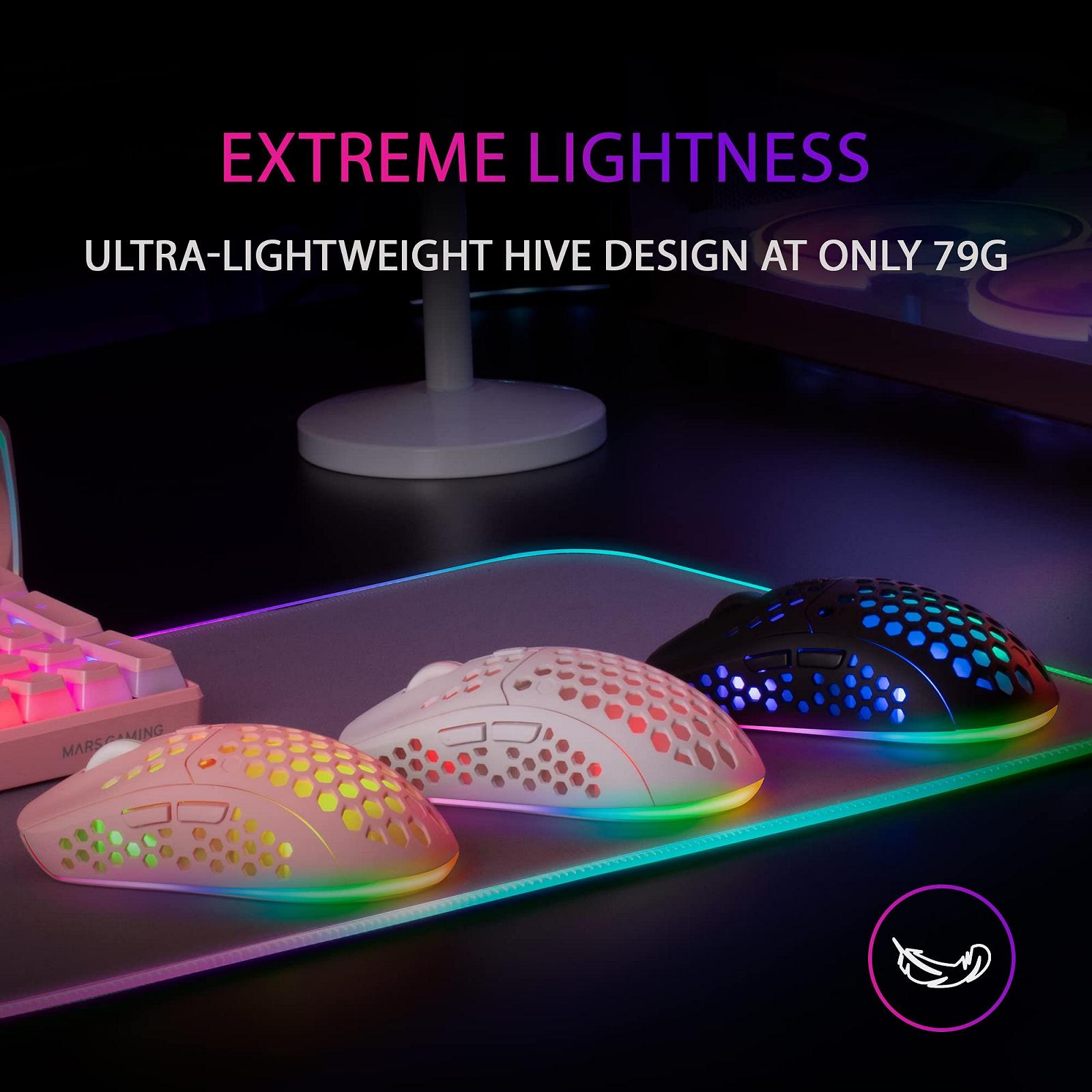 Мышь Беспроводная Игровая Mars Gaming MMW3W RGB Flow Сверхлегкая 79г 3200DPI Белая, фото №2