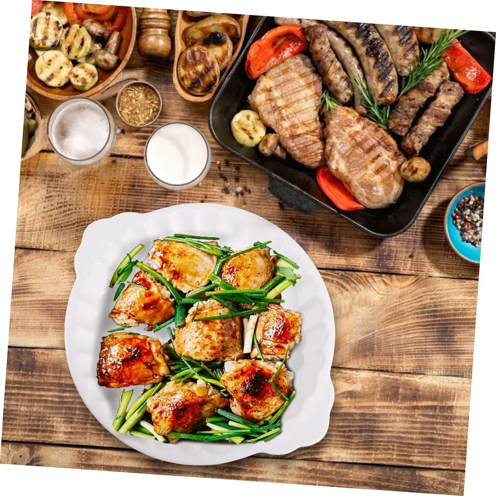 Керамическая форма для запекания SOIMISS Круглая с ручками Термостойкая Белая, фото №6