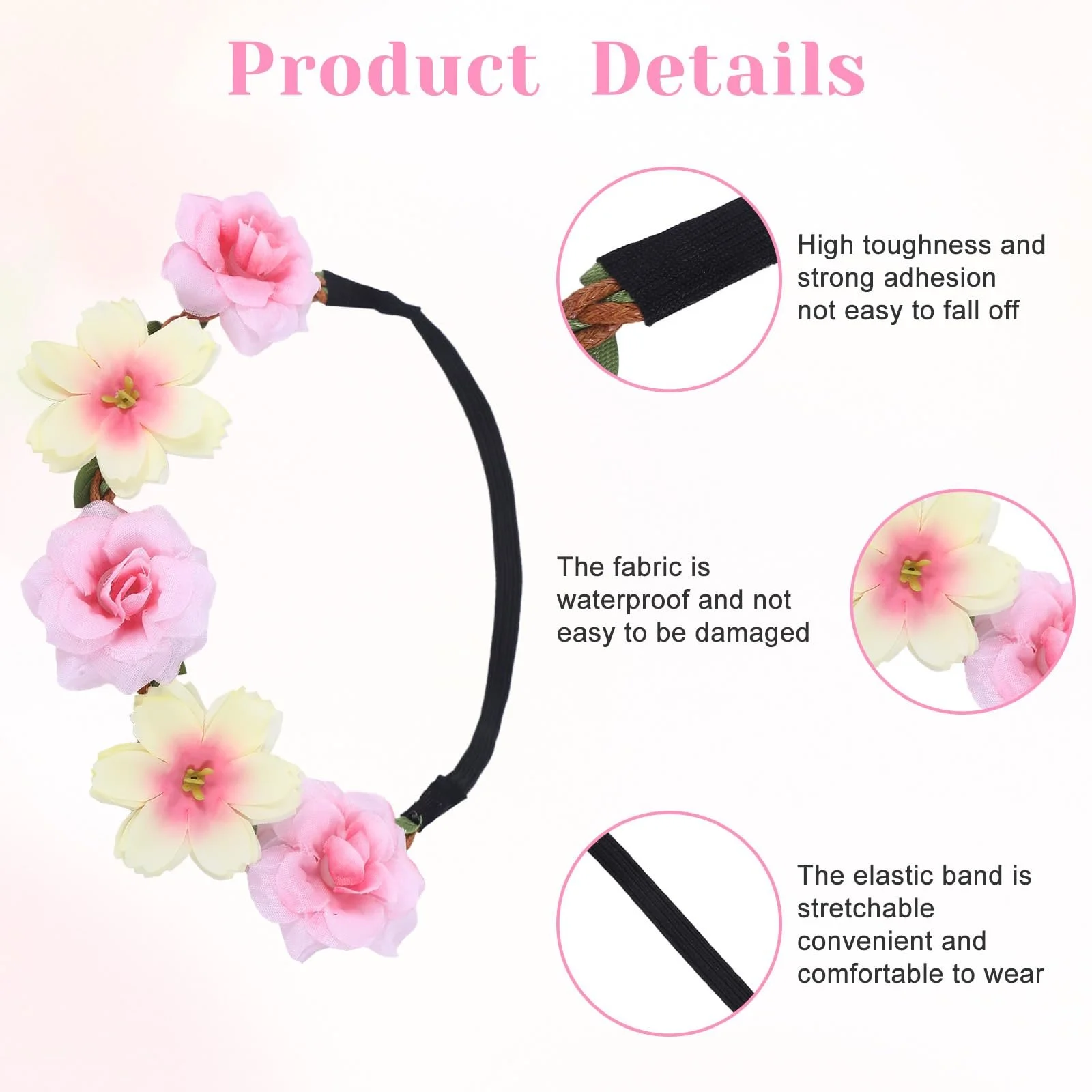 Вінок для волосся Квітковий 6 штук Різнокольоровий, фото №3 Вінок для волосся Квітковий 6 штук Різнокольоровий, фото №3