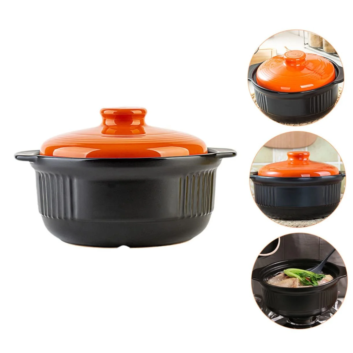 Каструля Amosfun Керамічна антипригарна з кришкою Мала для супів та тушкування, фото №3