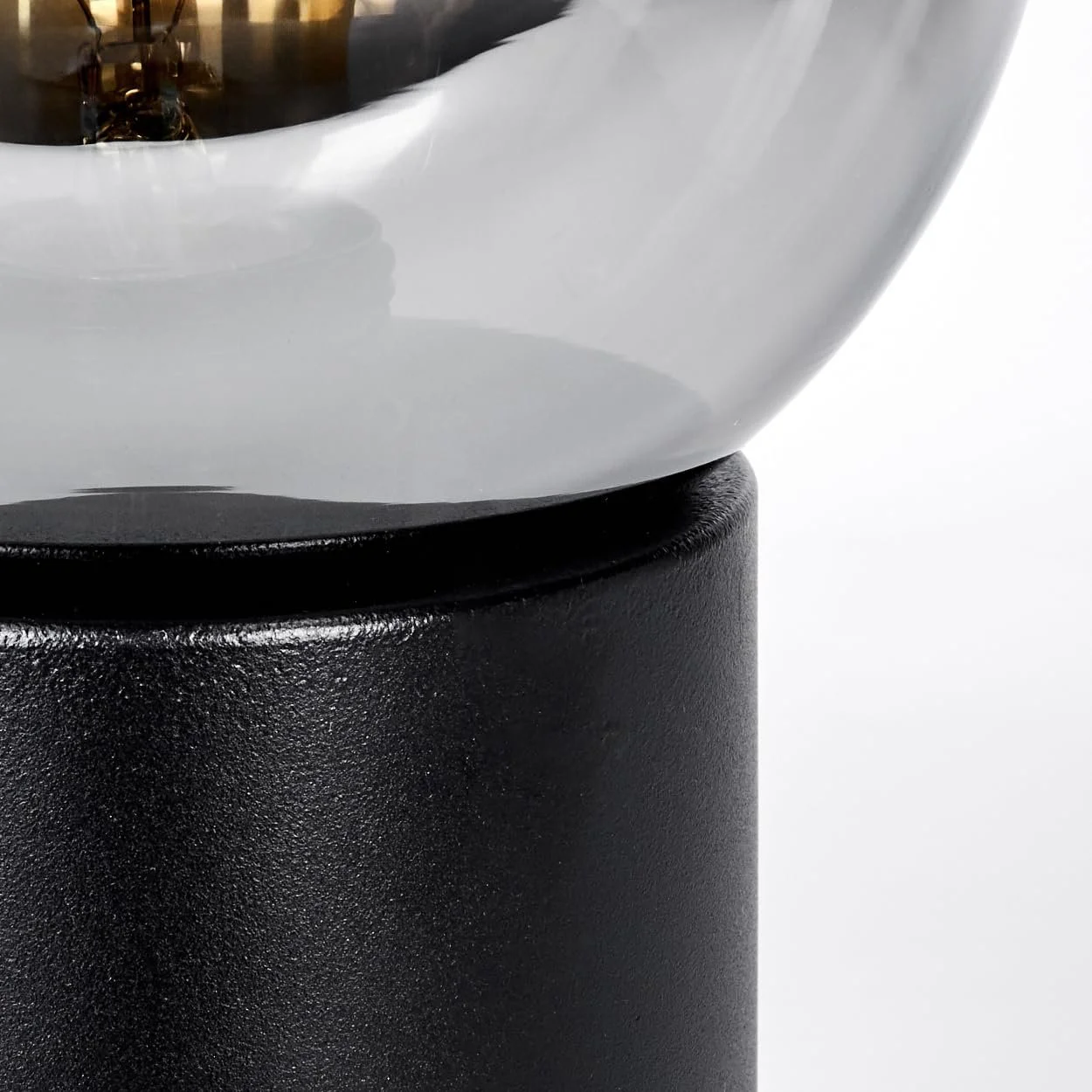 Настільна лампа HOFSTEIN Koyoto ретро метал/скло E14 15 см чорний прозорий димчастий, фото №6