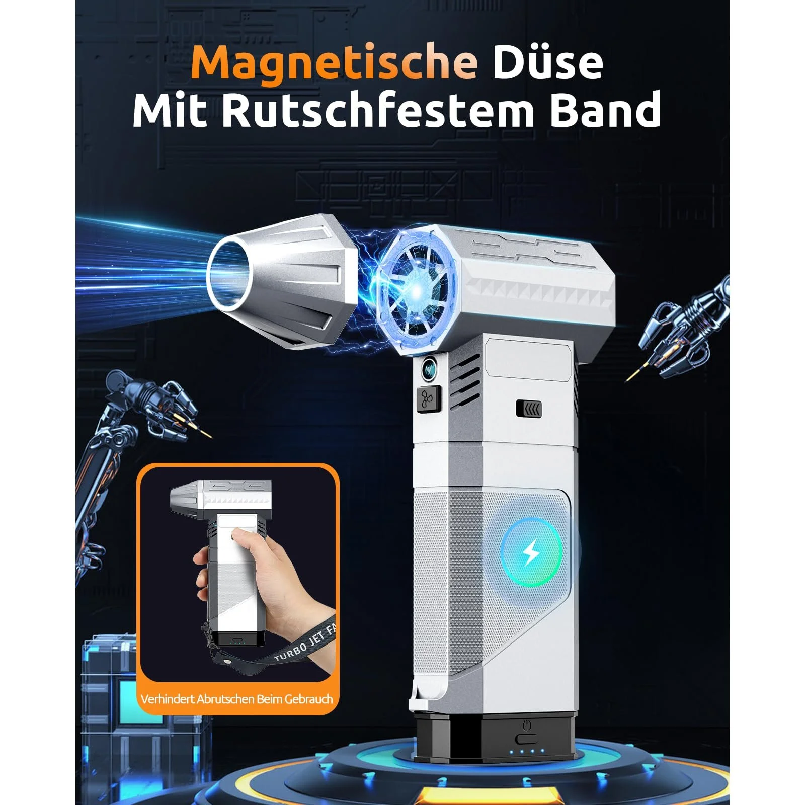 Электрическая воздуходувка F3 220 Вт 223 MPH 8000 mAh 3 скорости LED, фото №9