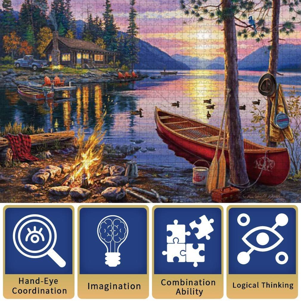 Пазл Закат на озере 1000 элементов с постером Разноцветный, фото №2