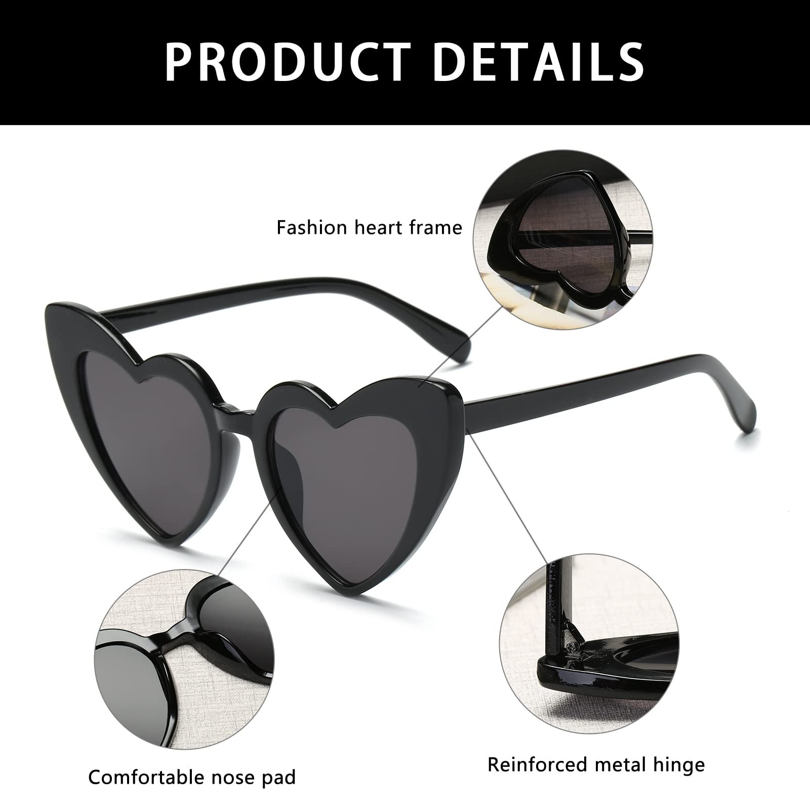 Сонцезахисні окуляри Серце YAMEIZE Прямокутні Вінтажні, фото №4