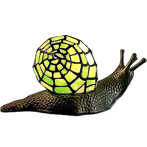 Настільна лампа Bieye L30964 Country Snail Tiffany Style Вітражне скло Зелений - Фото 1