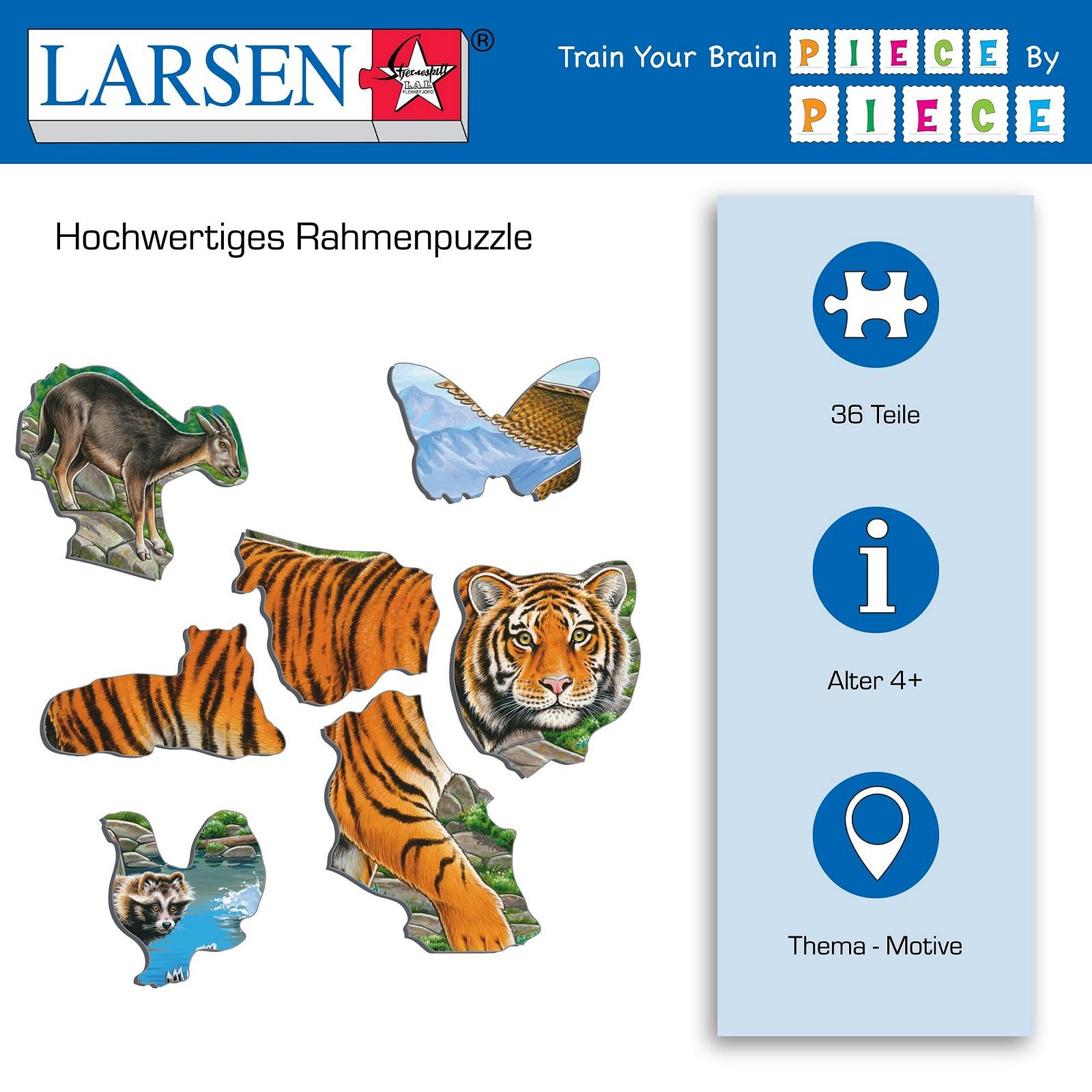 Пазл-рамка Larsen Puzzles FH39 Amur Tiger in Siberian Summer 36 деталей, фото №3 Пазл-рамка Larsen Puzzles FH39 Amur Tiger in Siberian Summer 36 деталей, фото №3