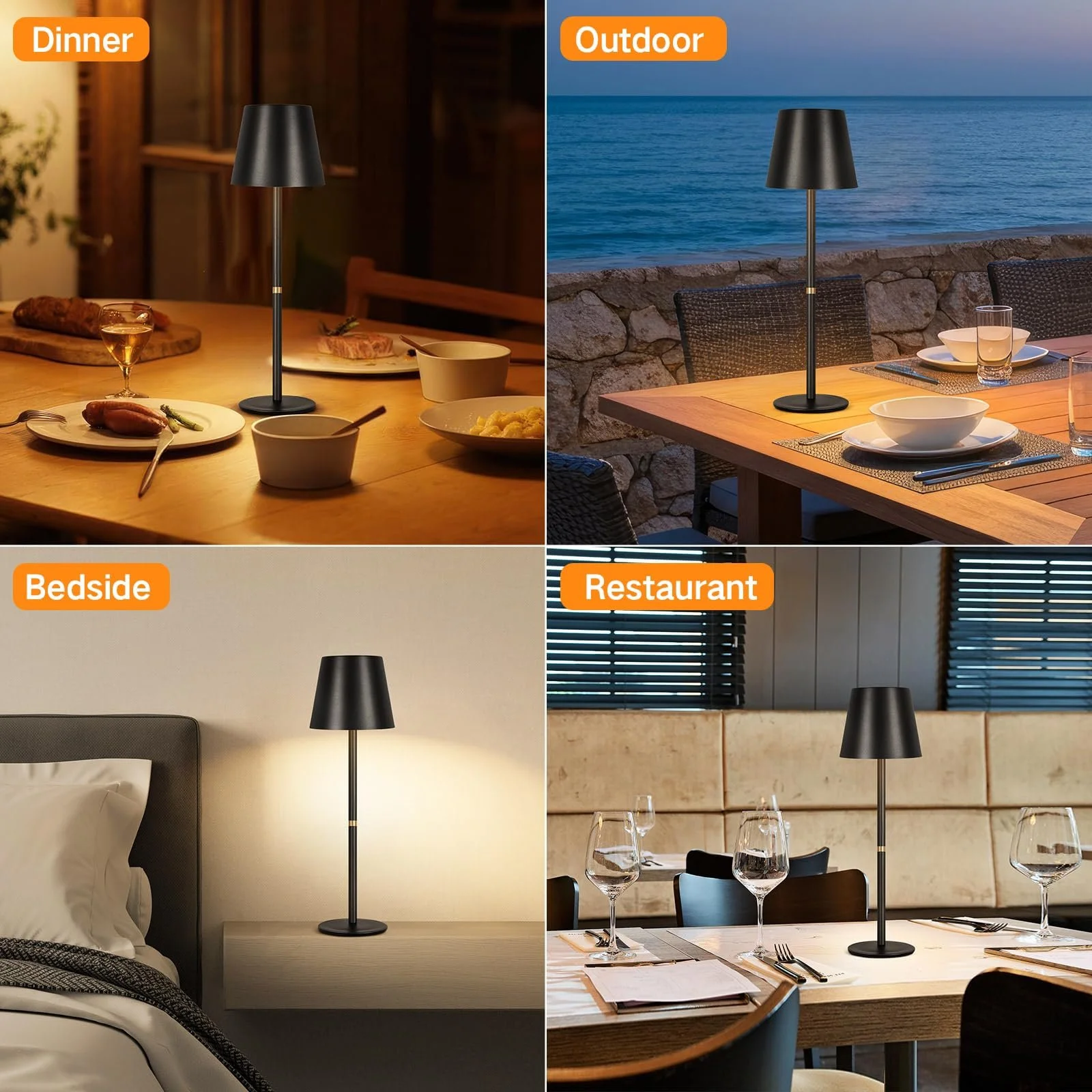 Настільна лампа LED OUTON Бездротова Акумуляторна Сенсорна 3 колірні температури 4000 mAh USB-C IP54 Набір з 2 шт., фото №8