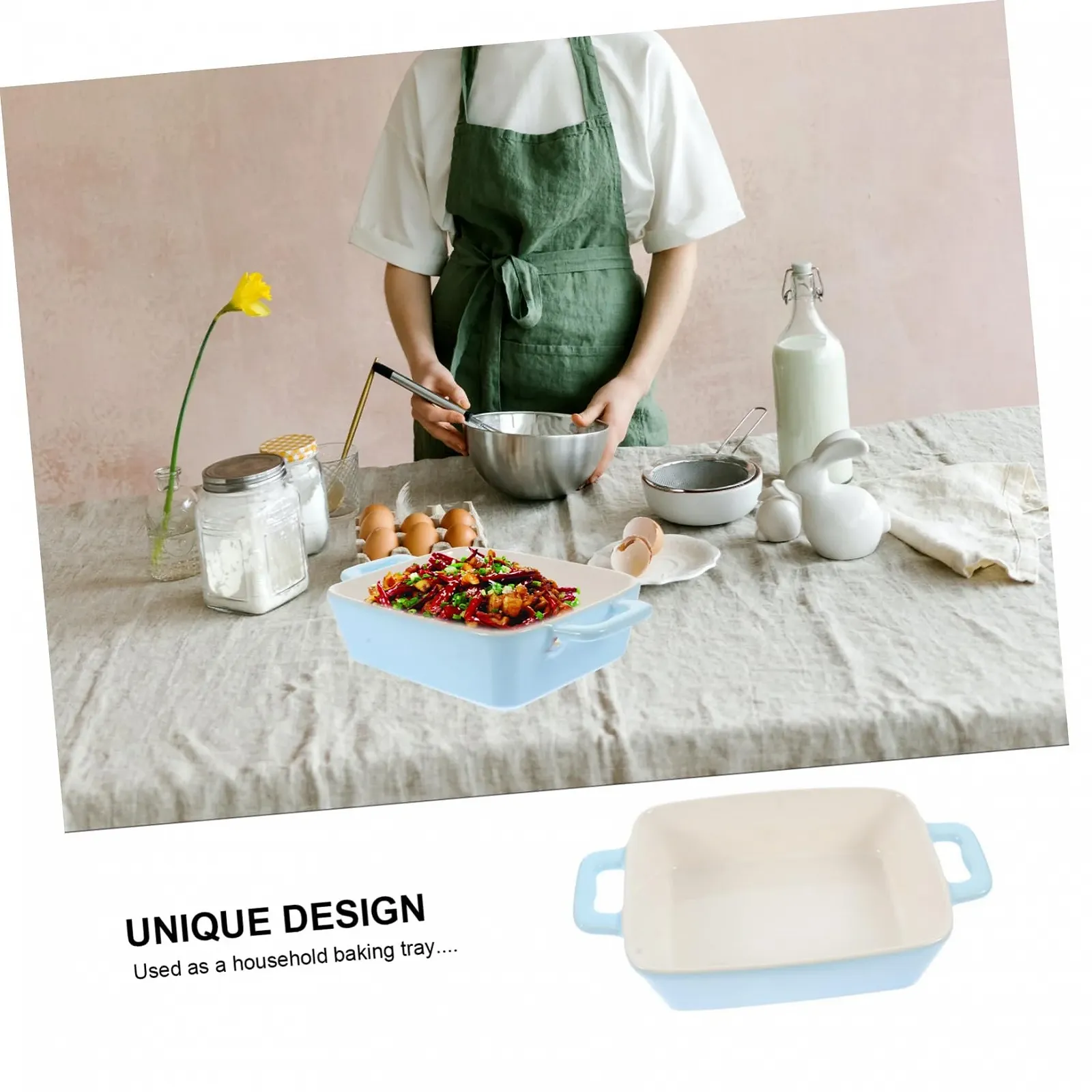 Деко керамічне GALPADA небесно-блакитне для духовки, фото №4