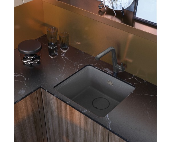 Deante Мийка кухонна Momi граніт квадрат без крила 500х440х230мм чаша 1 універсальна сірий, фото №2 Deante Мийка кухонна Momi граніт квадрат без крила 500х440х230мм чаша 1 універсальна сірий, фото №2