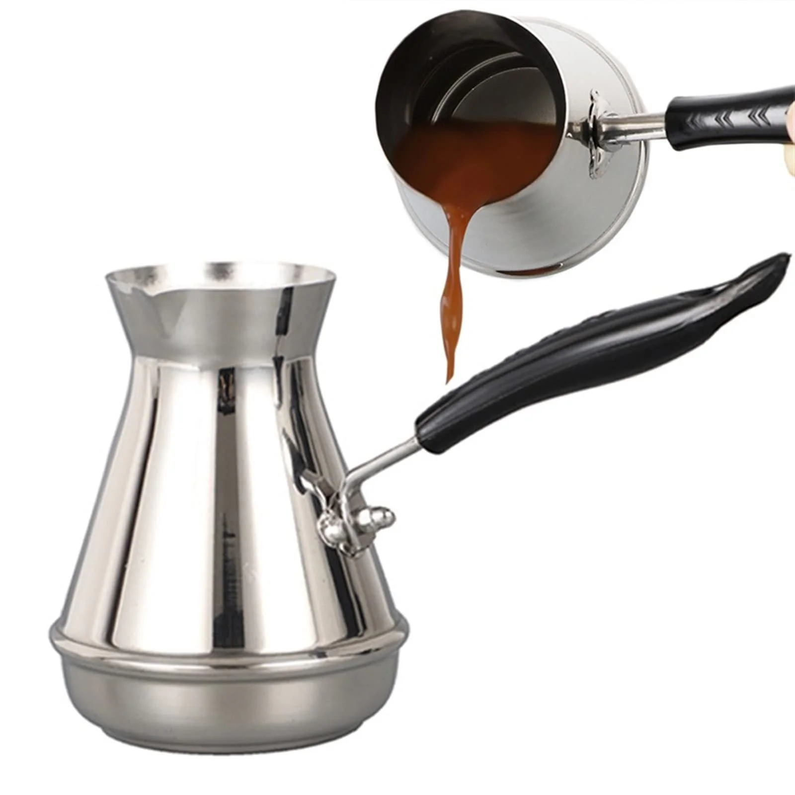 Замінний кавник Ручної роботи Квіткова чашка Нержавіюча сталь Кавник з довгою ручкою, фото №1