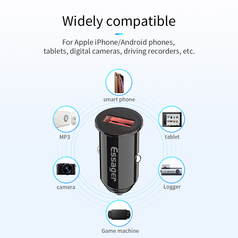 Автомобильный адаптер ESSAGER для зарядки на 1 USB 2.4A(PS), фото №3