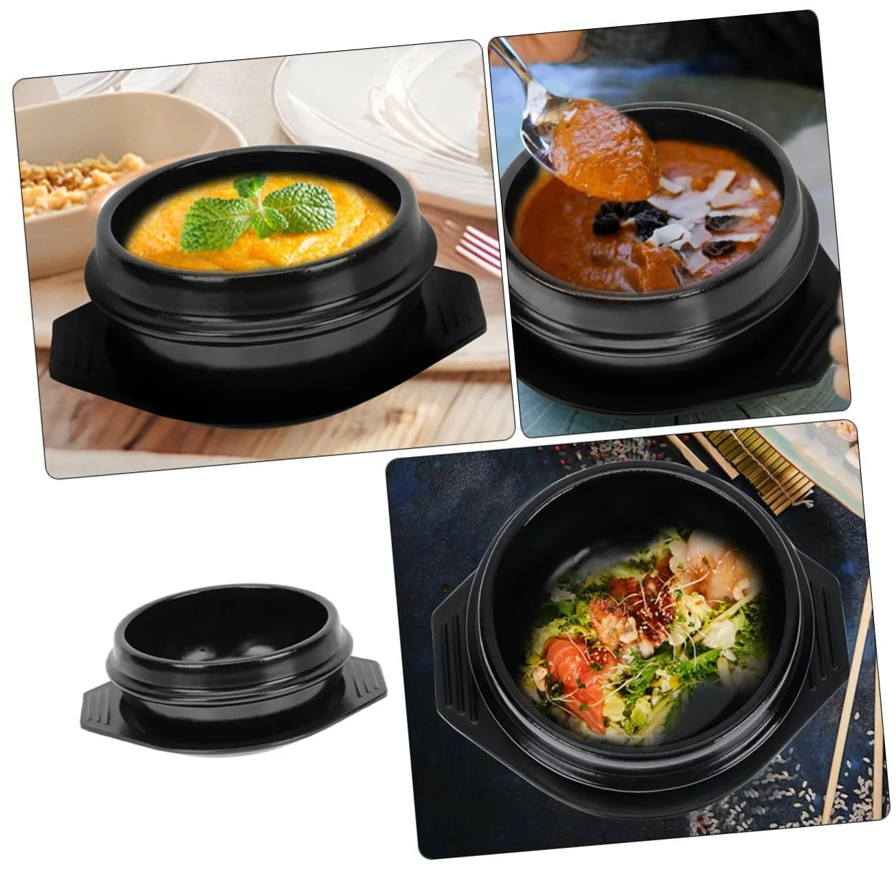 Горшок для бибимбапа керамический термостойкий с подставкой-держателем, фото №6