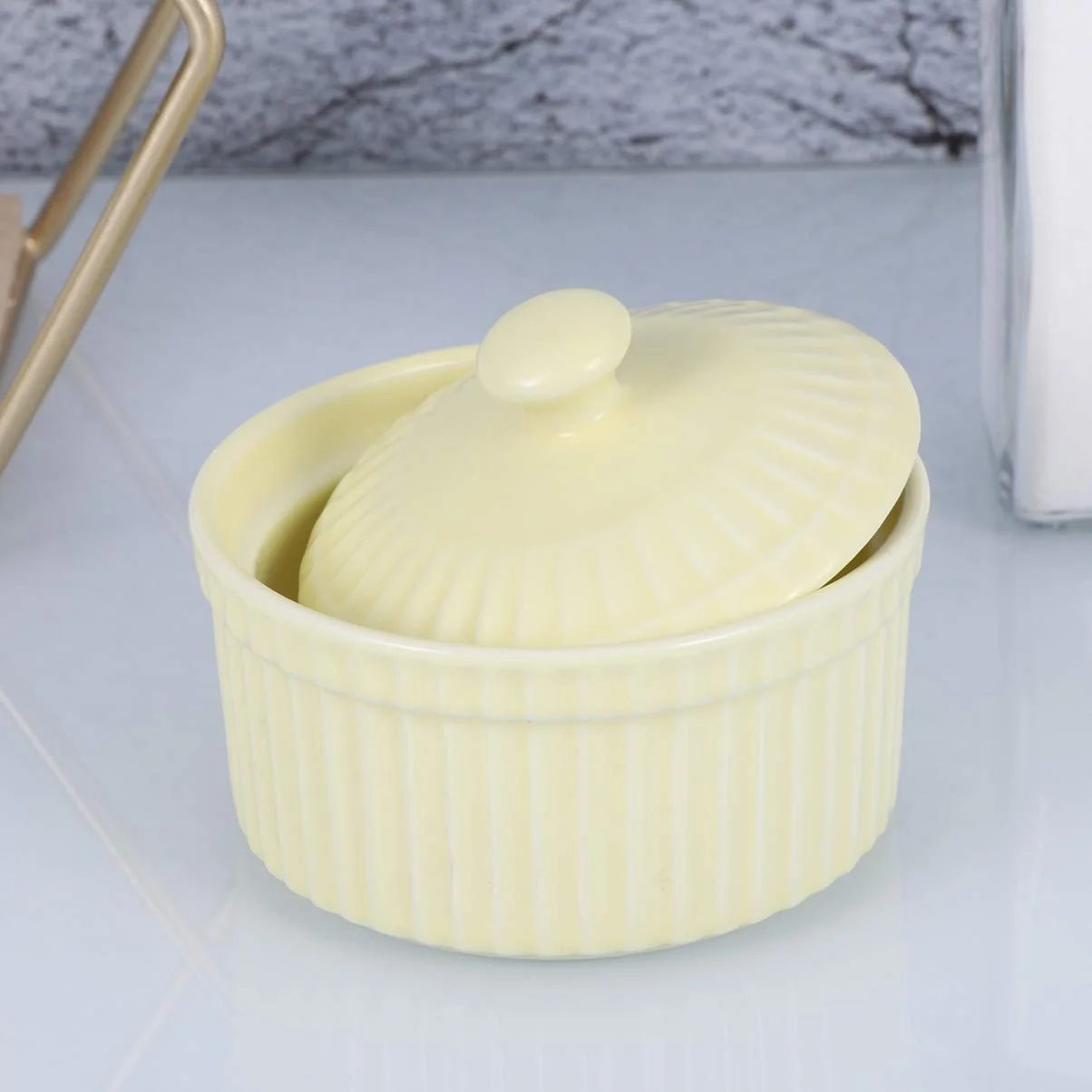 Чаша для запікання Chic Керамічна Жаростійка Рожева з кришкою, фото №5