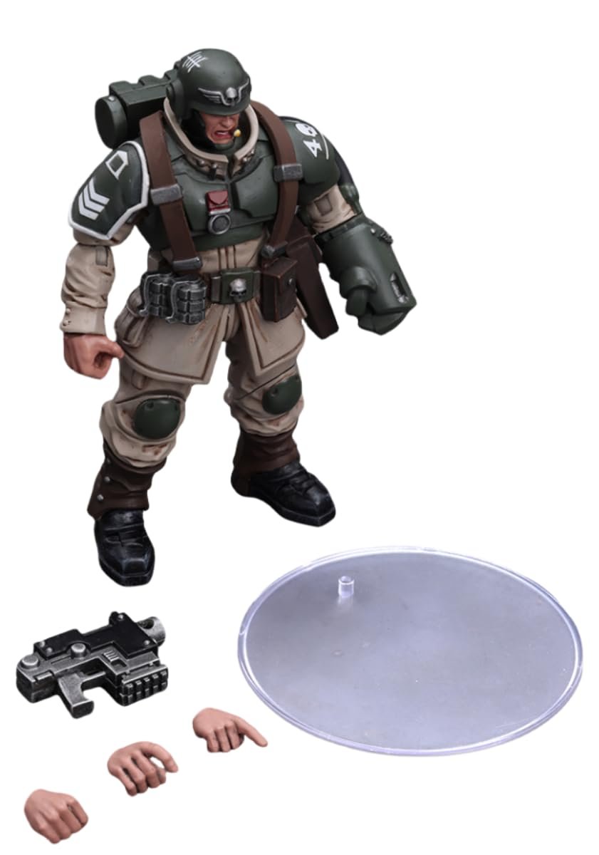 Фигурка коллекционная Warhammer 40K JoyToy Astra Militarum Cadian Command Squad Veteran Sergeant с Power Fist, масштаб 1:18, фото №9