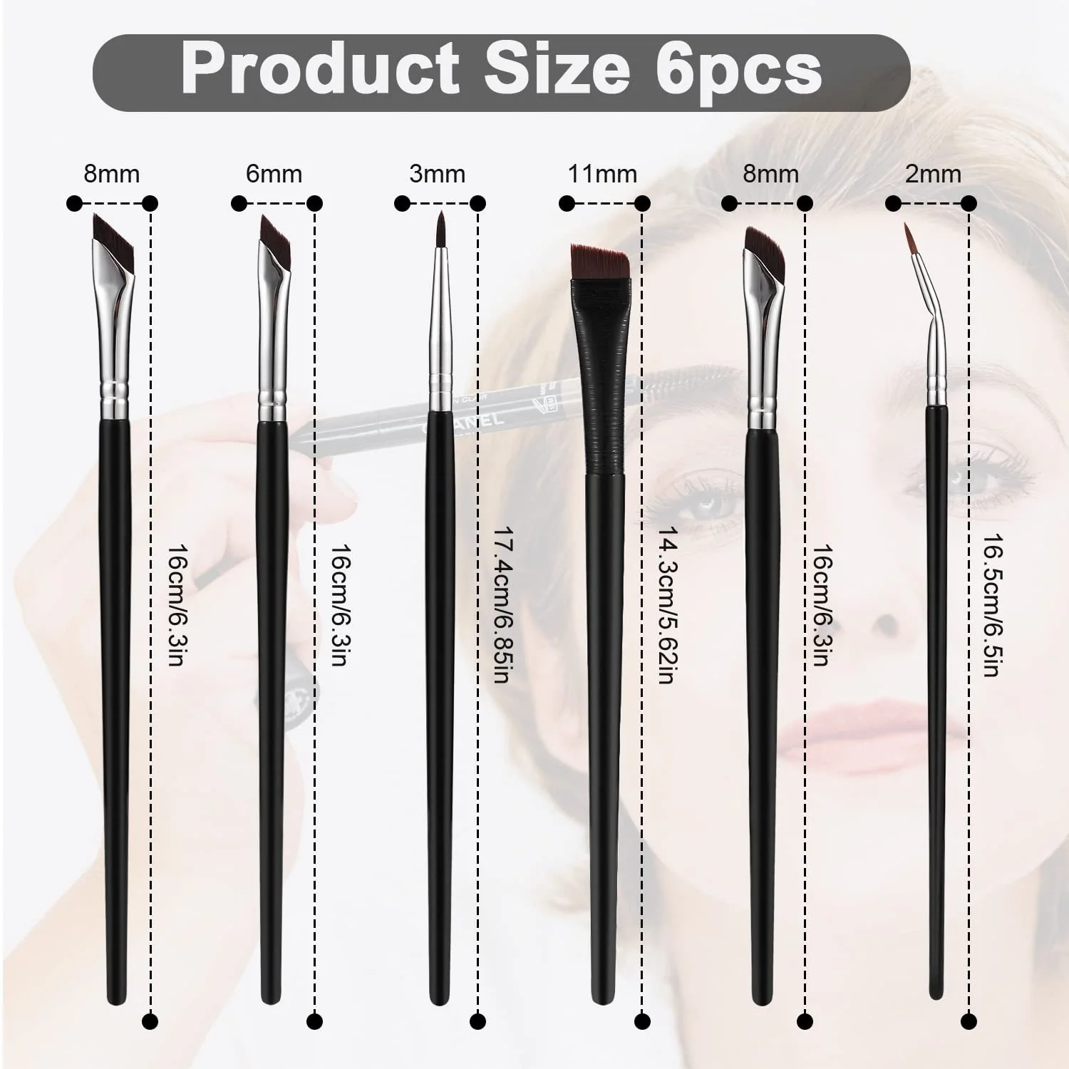 Набор кистей для подводки Sickle Precision Ultrafine 6 штук, фото №2 Набор кистей для подводки Sickle Precision Ultrafine 6 штук, фото №2