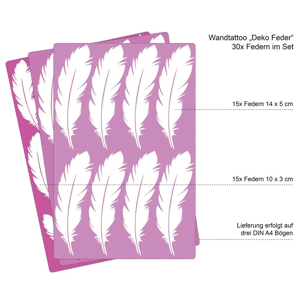 Наклейки на стену Wandtattoo-Loft® Feathers 30 шт Белый, фото №2 Наклейки на стену Wandtattoo-Loft® Feathers 30 шт Белый, фото №2