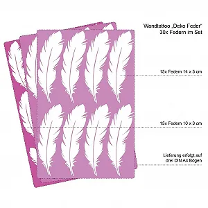 Наклейки на стіну Wandtattoo-Loft® Feathers 30 шт Білий synthetic.ua - Фото 1