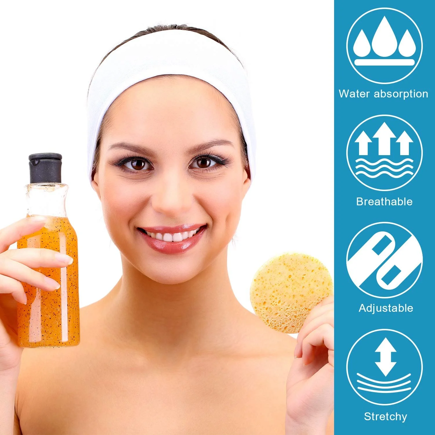 Пов'язка Косметична Whaline Серія Terry Towelling Білий, фото №6