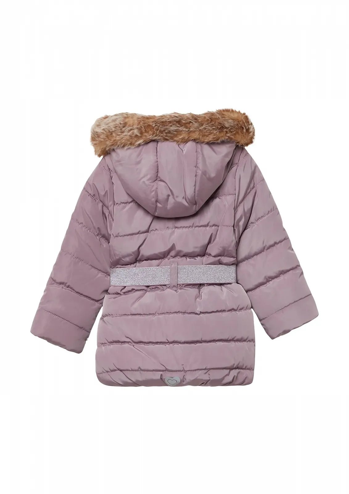 Утепленное пальто s.Oliver с блестящим поясом и съемным капюшоном, фото №2