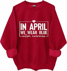 Свитшот Im April tragen wir blaues для осведомленности об аутизме, для учителей специального образования, психического здоровья - Фото 1