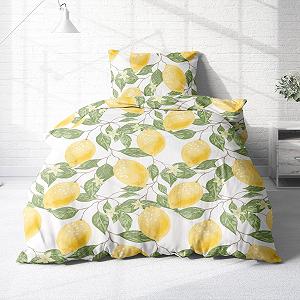 Постільна білизна Träumschön Premium 135 x 200 см + 80 x 80 см - Лимонний дизайн, світлий, літній, бавовняний, м'який, дихаючий, не потребує прасування - Фото 1