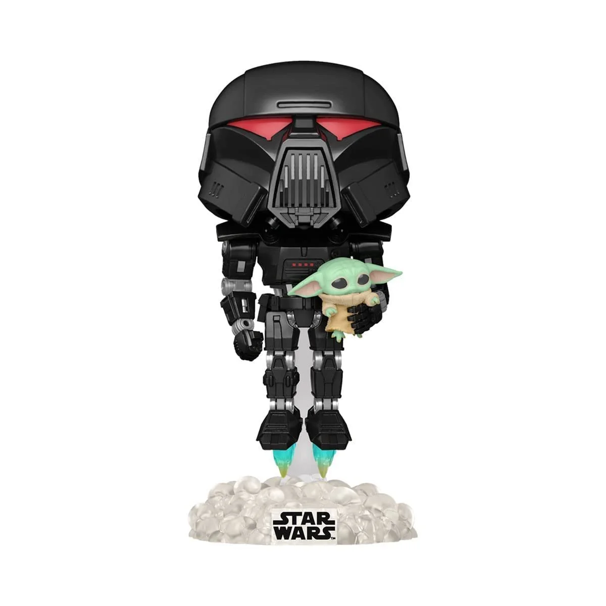 Вінілова фігурка Funko Pop! Star Wars: Mandalorian Dark Trooper with Child Glow in the Dark, фото №3