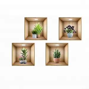 Наклейки на стіну Рослини в горщиках 3D Вінілові 8 шт. - Фото 1