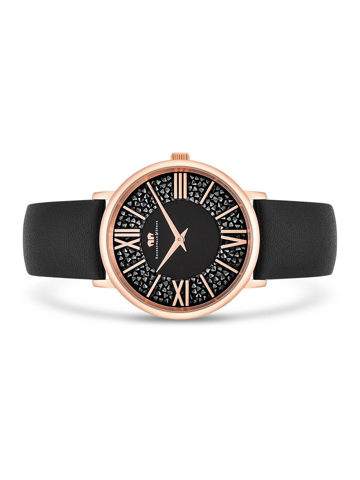 Жіночий годинник Rhodenwald & Söhne, аналоговий, кварцовий, Japan, 10010335, чорний шкіряний ремінець, прикрашений кристалами, золотий, фото №4 Жіночий годинник Rhodenwald & Söhne, аналоговий, кварцовий, Japan, 10010335, чорний шкіряний ремінець, прикрашений кристалами, золотий, фото №4