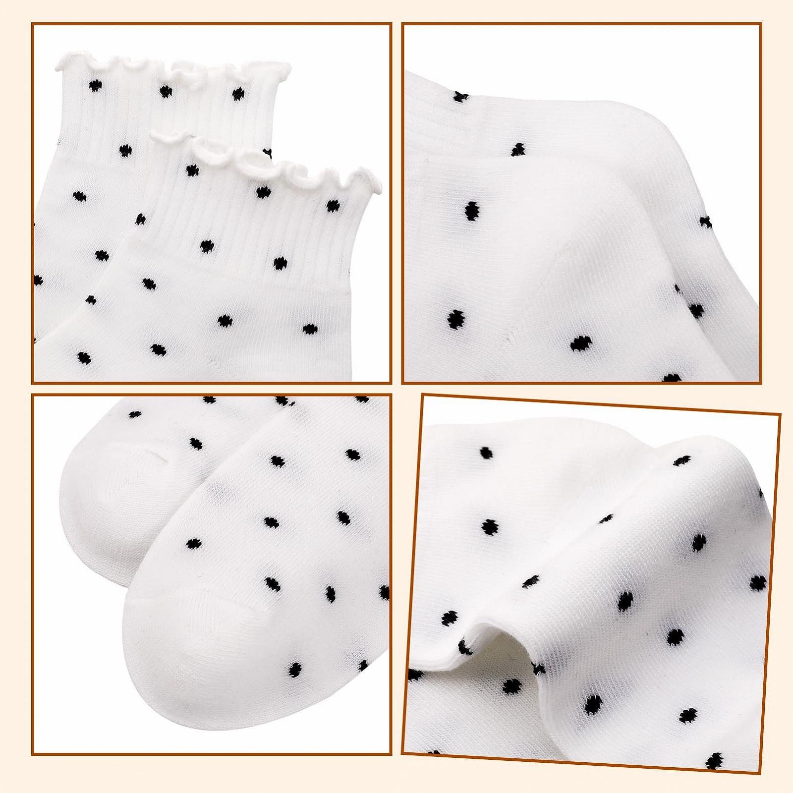 Носки с рюшами в полоску, 6 пар, бело-черные, вязаные, размер EU 35-40, фото №2