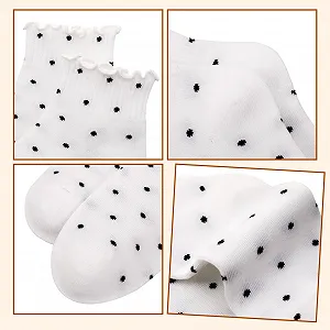 Носки с рюшами в полоску, 6 пар, бело-черные, вязаные, размер EU 35-40 synthetic.ua - Фото 1