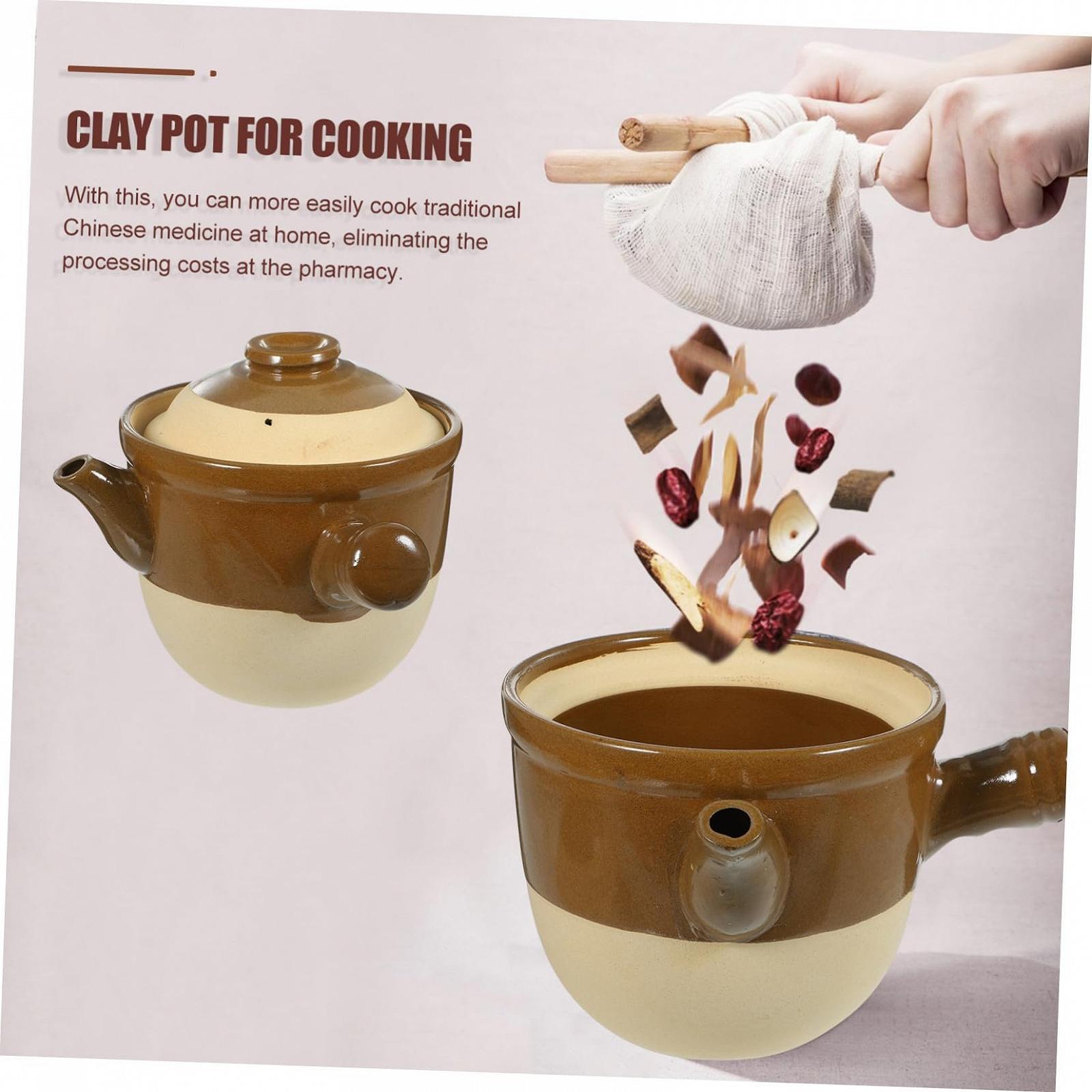 Кастрюля SOLUSTRE глиняная керамическая маленькая с крышкой, фото №8