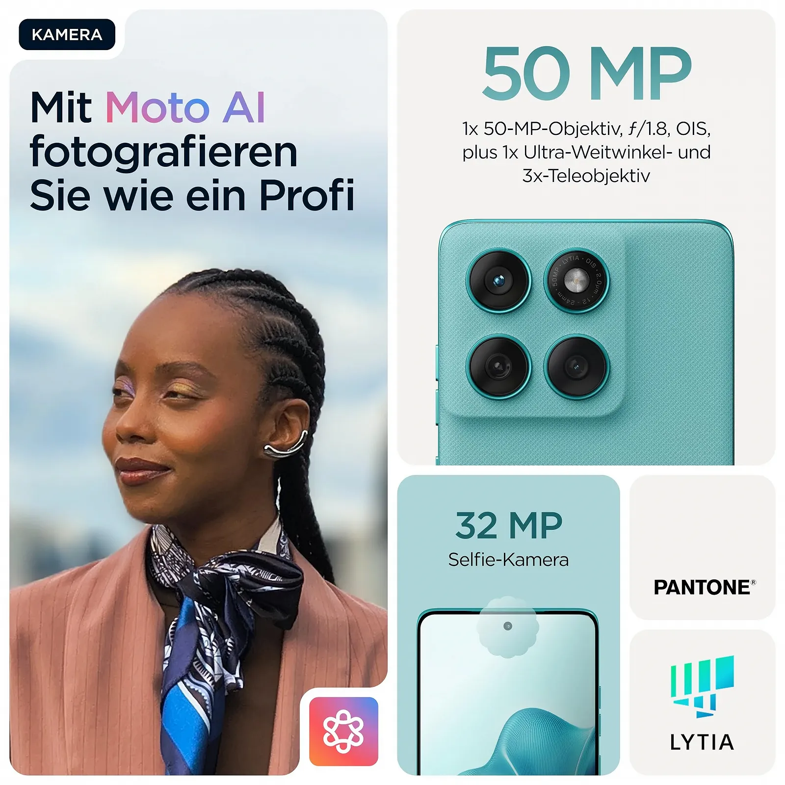 Смартфон Motorola Edge 60 Fusion 8GB RAM 256GB ROM 6,67 дюйма POLED Pantone Amazonite с держателем, фото №3 Смартфон Motorola Edge 60 Fusion 8GB RAM 256GB ROM 6,67 дюйма POLED Pantone Amazonite с держателем, фото №3