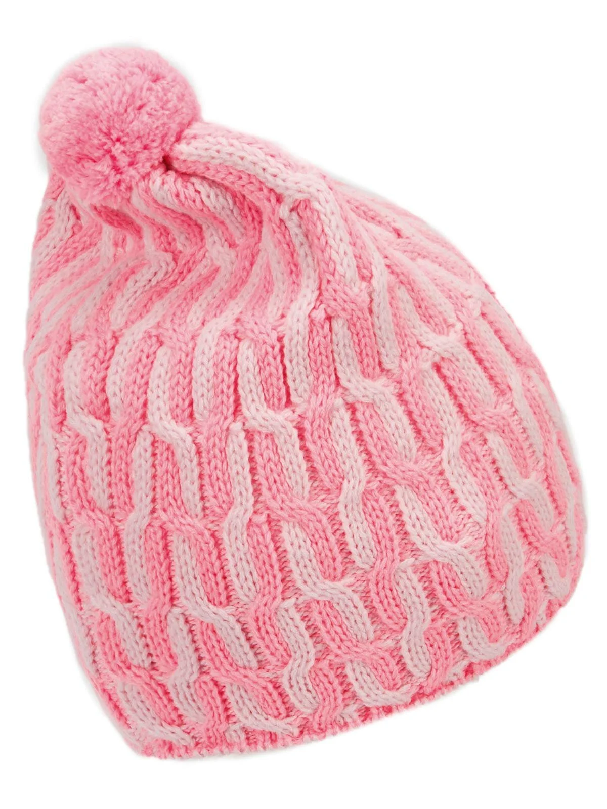 Шапка Marhatter Детская зимняя вязаная с помпоном Современная с вышивкой MTT, розовая, фото №2
