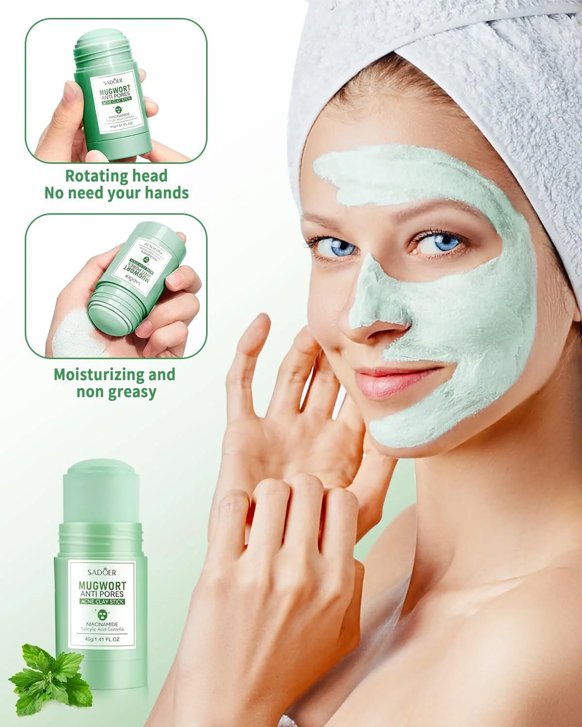 Маска-стик Зеленый Чай для глубокого очищения пор, с экстрактом зеленого чая, для очищения, увлажнения, удаляет черные точки, для всех типов кожи, 2 шт, фото №3