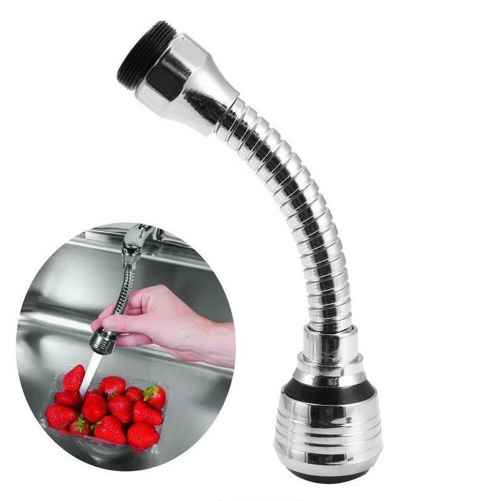 Гнучка насадка на кран Turbo Flex 360 Silver Економник води аератор, фото №3